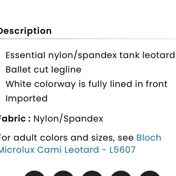 NWT Bloch Microlux Cami Leotard 14 - Picture 3 of 3